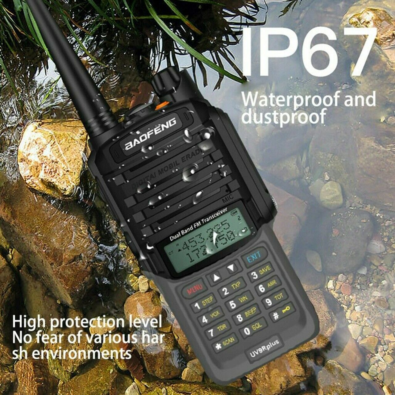 UV-9R Handheld Walkie Talkie 8W UHF VHF UV Dual Band IP67 Waterproof Two Way Radio - 3